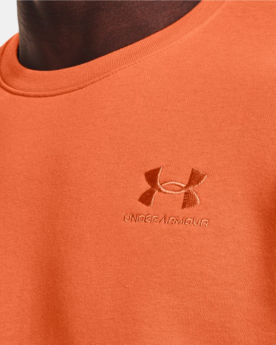 Men's UA Essential Fleece Playback Crew, Orange, pdpMainDesktop image number 3